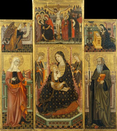 Altarpiece of the Virgin Suckling the Child, Saint Clare and Saint Anthony the Abbott by Llorenç Saragossà